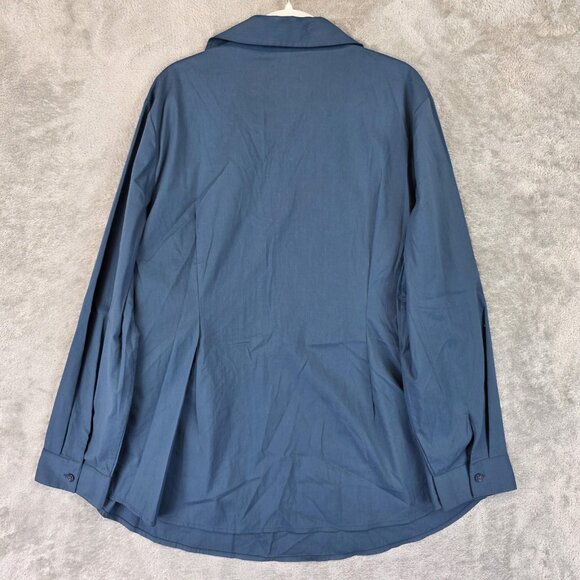 Coldwater Creek Shirt Womens 1X Petrol Blue Wrap Side Tie Long Sleeve Blouse - Picture 10 of 10